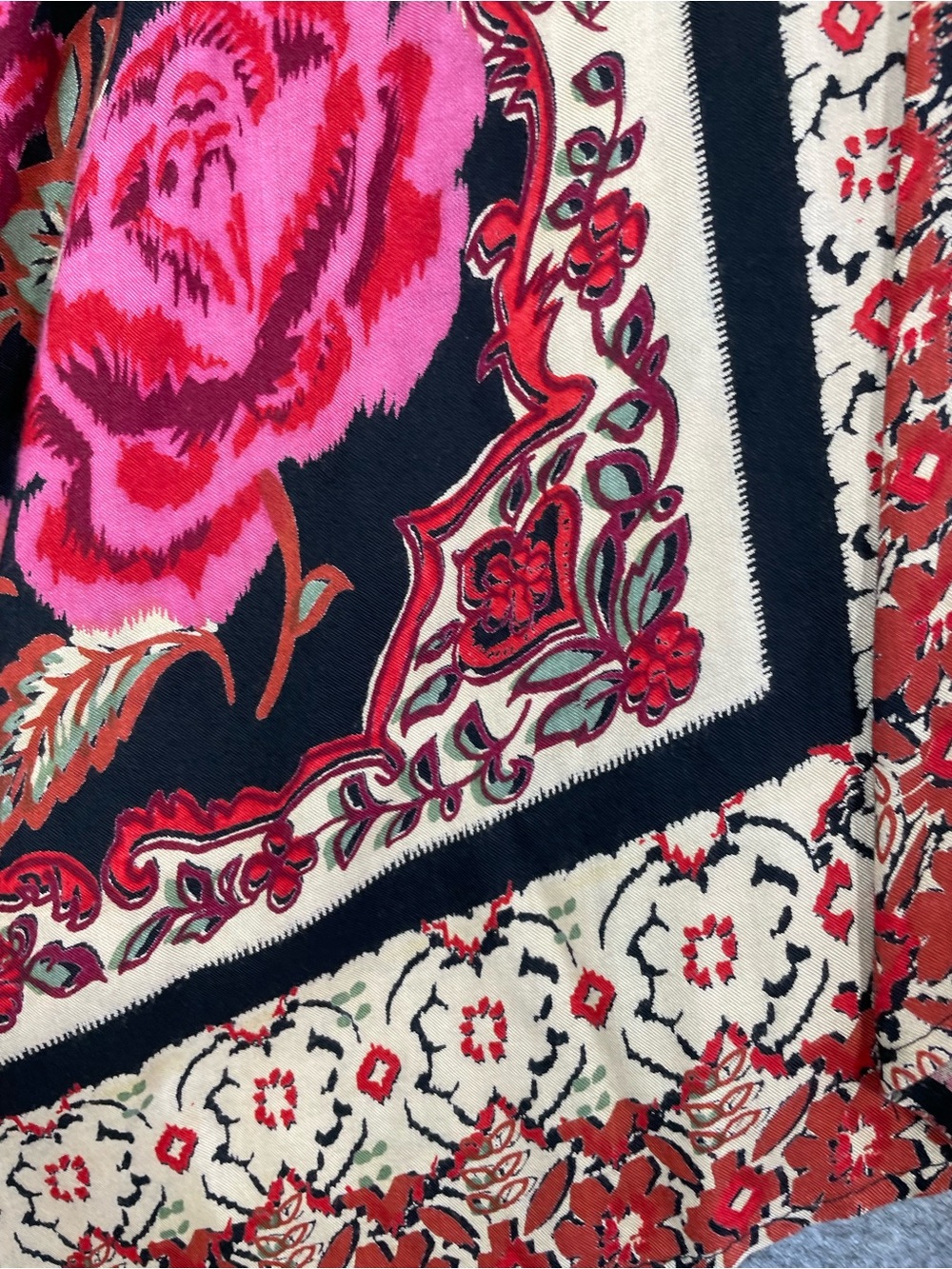 Angie Floral Boho Kimono Cardigan Black Pink Festival Resort Layering Size M - Picture 11 of 14